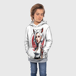 Толстовка-худи детская Белая лиса, цвет: 3D-меланж — фото 2