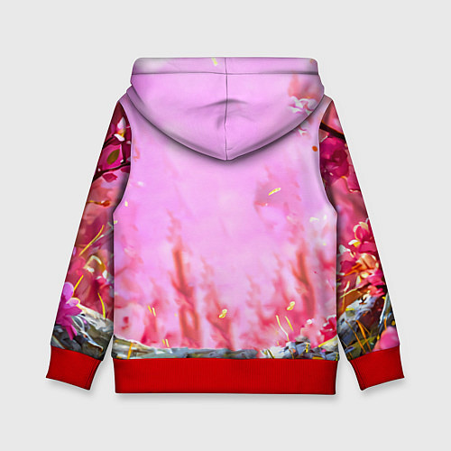 Детская толстовка Росомаха в розовом лесу / 3D-Красный – фото 2