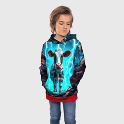Толстовка-худи детская Корова в разрядах молнии, цвет: 3D-красный — фото 2