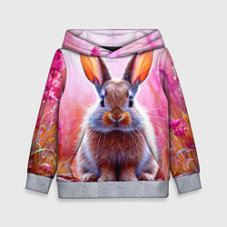 Толстовка-худи детская Зайчик в розовом, цвет: 3D-меланж