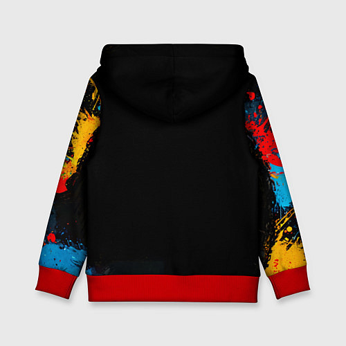 Детская толстовка Лемур на черном / 3D-Красный – фото 2