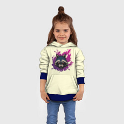 Толстовка-худи детская Дикий енот, цвет: 3D-синий — фото 2