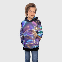 Толстовка-худи детская Волны космические, цвет: 3D-черный — фото 2
