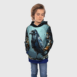 Толстовка-худи детская Черный ворон на черном, цвет: 3D-синий — фото 2