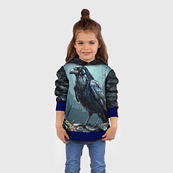 Толстовка-худи детская Черный ворон на черном, цвет: 3D-синий — фото 2