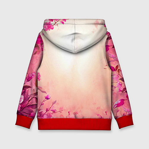 Детская толстовка Павлин на розовом / 3D-Красный – фото 2