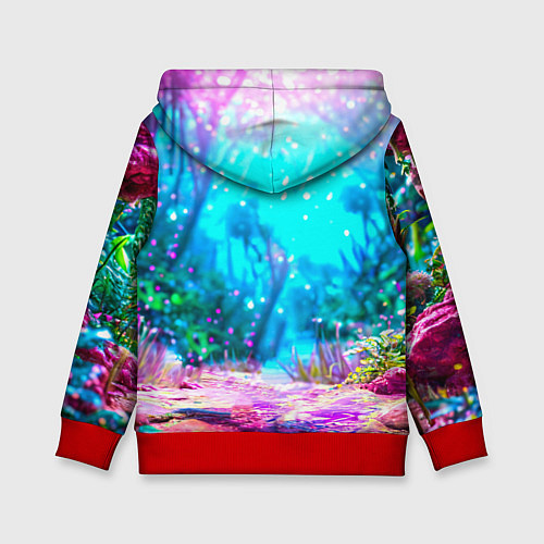 Детская толстовка Пеликан в сказачном лесу / 3D-Красный – фото 2