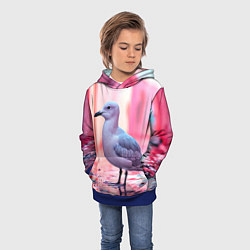 Толстовка-худи детская Чайка на розовом, цвет: 3D-синий — фото 2