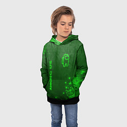 Толстовка-худи детская Among Us - green gradient вертикально, цвет: 3D-черный — фото 2