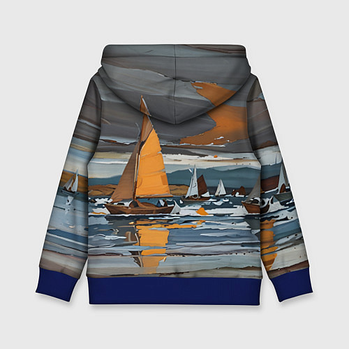Детская толстовка Живопись с парусниками / 3D-Синий – фото 2