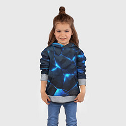 Толстовка-худи детская Неоновый синий свет из плит, цвет: 3D-меланж — фото 2