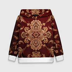 Толстовка-худи детская Классический бордовый узор, цвет: 3D-белый