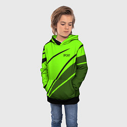 Толстовка-худи детская Sport ярко-зелёный с чёрным точечный, цвет: 3D-черный — фото 2