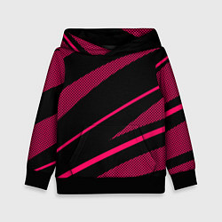 Толстовка-худи детская Чёрный с розовым абстракция полосы, цвет: 3D-черный