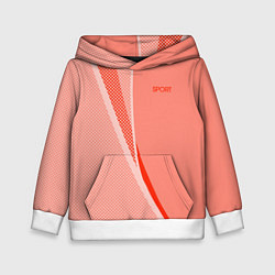 Толстовка-худи детская Sport персиковый с полосой, цвет: 3D-белый