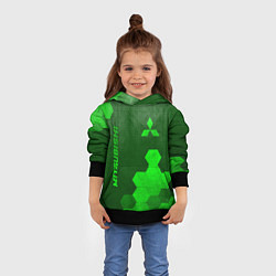 Толстовка-худи детская Mitsubishi - green gradient вертикально, цвет: 3D-черный — фото 2