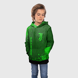 Толстовка-худи детская Juventus - green gradient вертикально, цвет: 3D-черный — фото 2