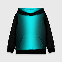 Толстовка-худи детская Чёрный и неоновый голубой градиент по центру, цвет: 3D-черный