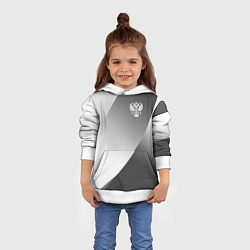 Толстовка-худи детская Герб России серый градиент, цвет: 3D-белый — фото 2