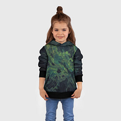 Толстовка-худи детская Абстракция - green camouflage background, цвет: 3D-черный — фото 2