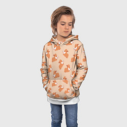 Толстовка-худи детская Паттерн с забавными щенками породы корги, цвет: 3D-белый — фото 2