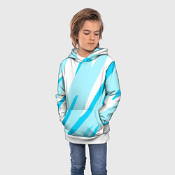 Толстовка-худи детская Белый с голубым абстракция, цвет: 3D-белый — фото 2