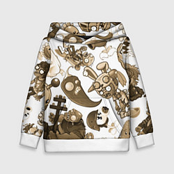 Толстовка-худи детская Растения против зомби в бежевых тонах, цвет: 3D-белый