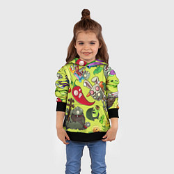 Толстовка-худи детская Растения против зомби с героями, цвет: 3D-черный — фото 2