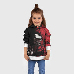 Толстовка-худи детская Веном на красном, цвет: 3D-белый — фото 2