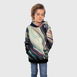 Толстовка-худи детская Абстракция тёмные краски с текстурой, цвет: 3D-черный — фото 2
