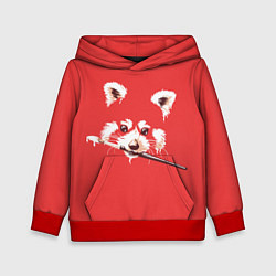 Толстовка-худи детская Красная панда с кисточкой в зубах, цвет: 3D-красный