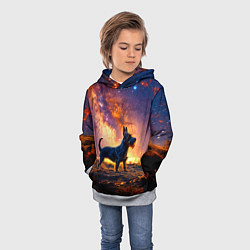 Толстовка-худи детская Скотч-терьер в космосе, цвет: 3D-меланж — фото 2