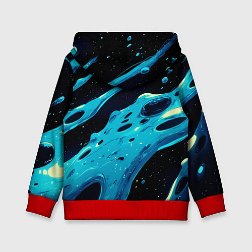 Детская толстовка Синие волны краски на черном / 3D-Красный – фото 2