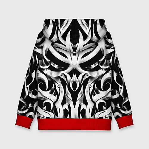 Детская толстовка Абстрактный узор - изогнутые формы трайбл татуиров / 3D-Красный – фото 2