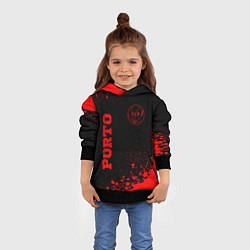 Толстовка-худи детская Porto - red gradient вертикально, цвет: 3D-черный — фото 2