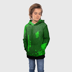Толстовка-худи детская Cyberpunk 2077 - green gradient вертикально, цвет: 3D-черный — фото 2