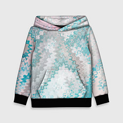 Толстовка-худи детская Серо-бирюзовый абстрактный, цвет: 3D-черный