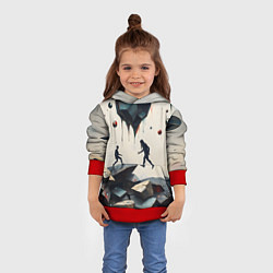 Толстовка-худи детская Сюрреалистичные люди и камни, цвет: 3D-красный — фото 2