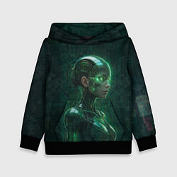 Детская толстовка Девушка-андроид в зелёных тонах