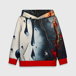 Толстовка-худи детская Сюрреалистичная абстракция с каплями, цвет: 3D-красный