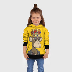 Толстовка-худи детская NFT ape king, цвет: 3D-черный — фото 2