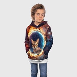 Толстовка-худи детская Сингапурская кошка в космосе, цвет: 3D-белый — фото 2