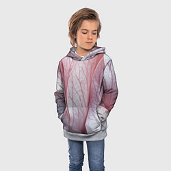 Толстовка-худи детская Розовые листья, цвет: 3D-меланж — фото 2