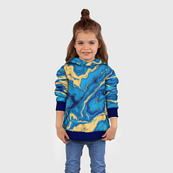 Толстовка-худи детская Синий мрамор с золотом, цвет: 3D-синий — фото 2