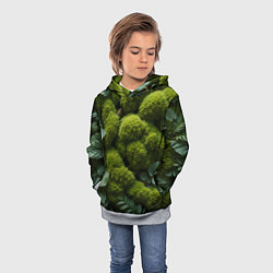 Толстовка-худи детская Зеленый мох и листья, цвет: 3D-меланж — фото 2