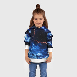 Толстовка-худи детская Звезды и молнии в разломе плит, цвет: 3D-белый — фото 2