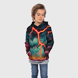 Толстовка-худи детская Молнии в виде разлома, цвет: 3D-меланж — фото 2