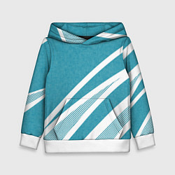 Толстовка-худи детская Бело-голубой абстракция с полосами, цвет: 3D-белый
