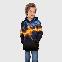 Толстовка-худи детская Молнии в разбитом небе, цвет: 3D-черный — фото 2