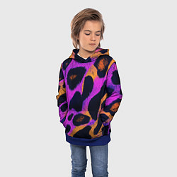 Толстовка-худи детская Неоновый леопардовый узор, цвет: 3D-синий — фото 2